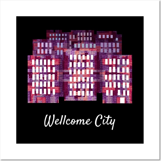 Wellcome City Black Wall Art by Hayh0